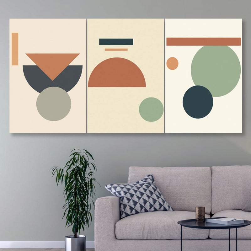 ماركتنا ثلاث لوحات قماشية بتصميم فن تجريدي مع برواز مجوف مقاس (150×70) ثلاث قطع - Image 1