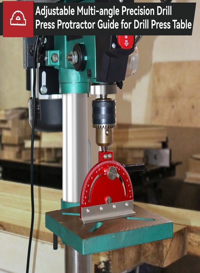 dcvbny Adjustable Multi-Angle Drill Press Protractor Square Guide,Precision Drill Bit Angle Finder from -85° to 85° for Drill Press Table - Red - Image 3