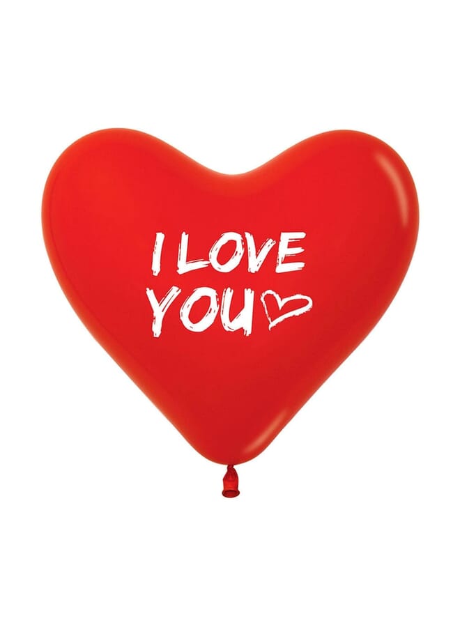 Party Time 28Cm 01512 Piece 2 Sided Heart Shape I Love You Print Balloons - Image 2