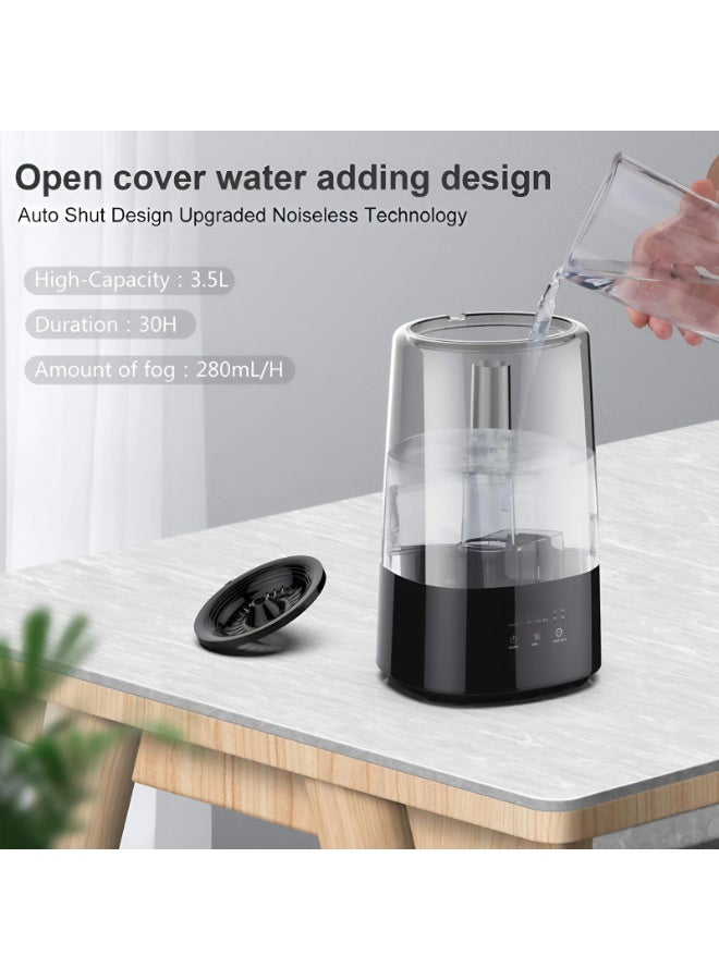 مرطب هواء، تعبئة علوية سعة 3.2 لتر، رذاذ بارد بالموجات فوق الصوتية، 3 مستويات للرذاذ، مؤقت 8 ساعات، إيقاف تلقائي عند نفاذ الماء، ضوء ليلي ملون لإعادة التدوير، مرطب للمنزل والمكتب - Image 2