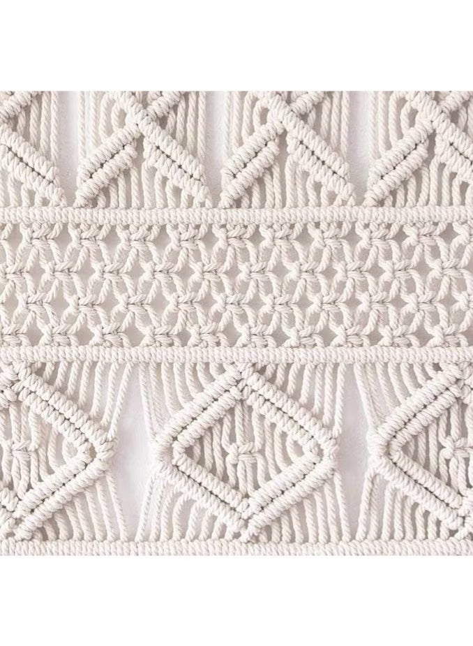 HMK CRAFTS ستارة مكرمية يدوية بتصميم بوهيمي – ستارة تعليق للباب أو الحائط من خيوط القطن الطبيعي لديكور المنزل – 145 × 132 سم - Image 1