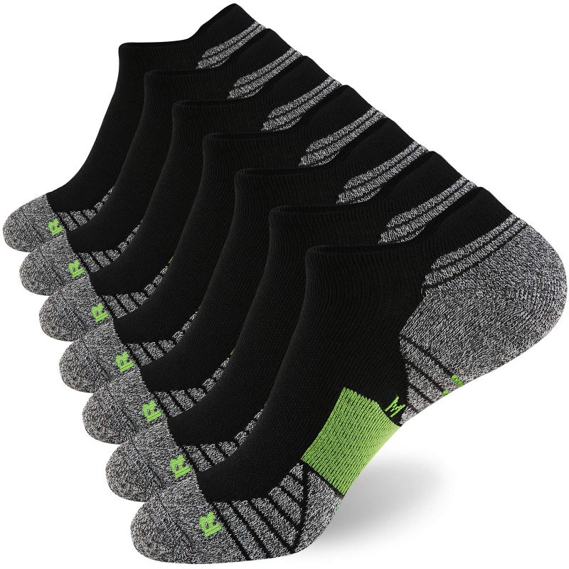 WANDER Men's Athletic Running Socks 7 Pairs Thick Quarter Cushion Ankle Socks for Men Sport Low Cut (7 Pairs Black Green,Size:6-9) - Image 1