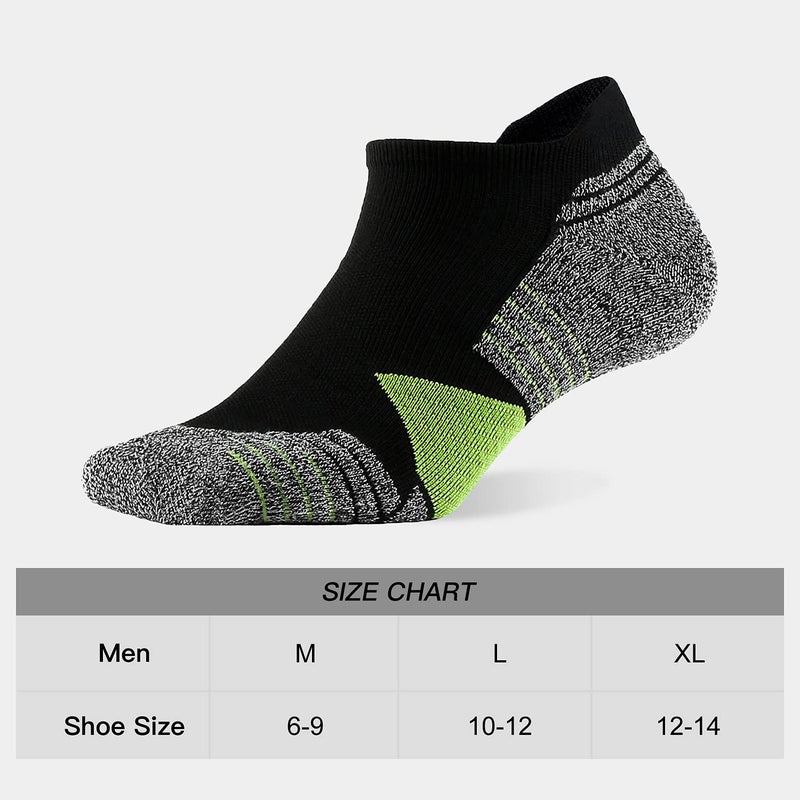 WANDER Men's Athletic Running Socks 7 Pairs Thick Quarter Cushion Ankle Socks for Men Sport Low Cut (7 Pairs Black Green,Size:6-9) - Image 2