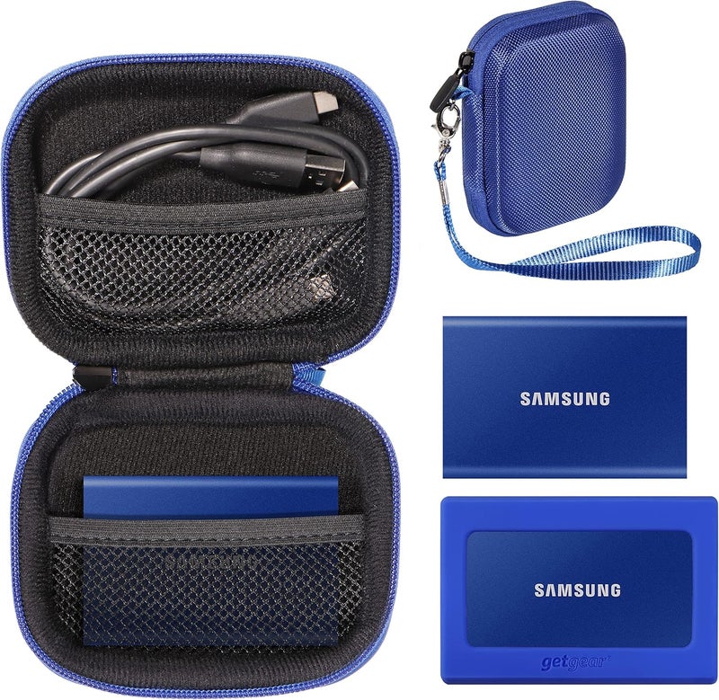 GETGEAR Handy Case for Samsung T7 Touch Portable SSD, T5, Card Reader, USB Hub, Type C Hub, HD Hub, Mesh Pockets, Wrist Strap - Image 1