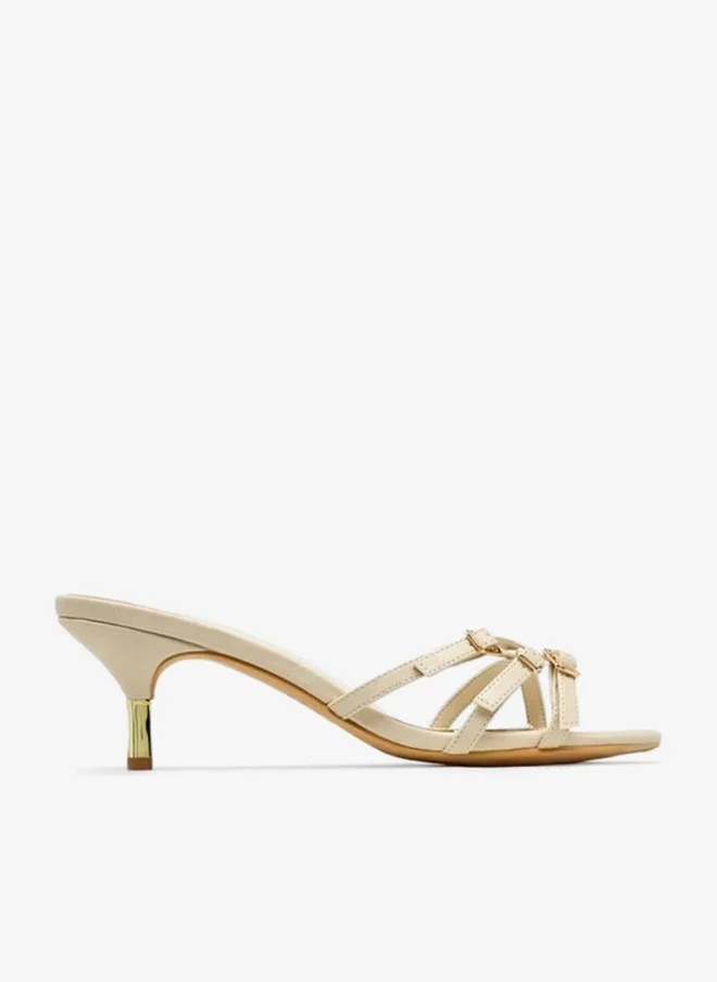 Flora Bella By Shoexpress Womens Buckle Detail Flared Heel Sandals