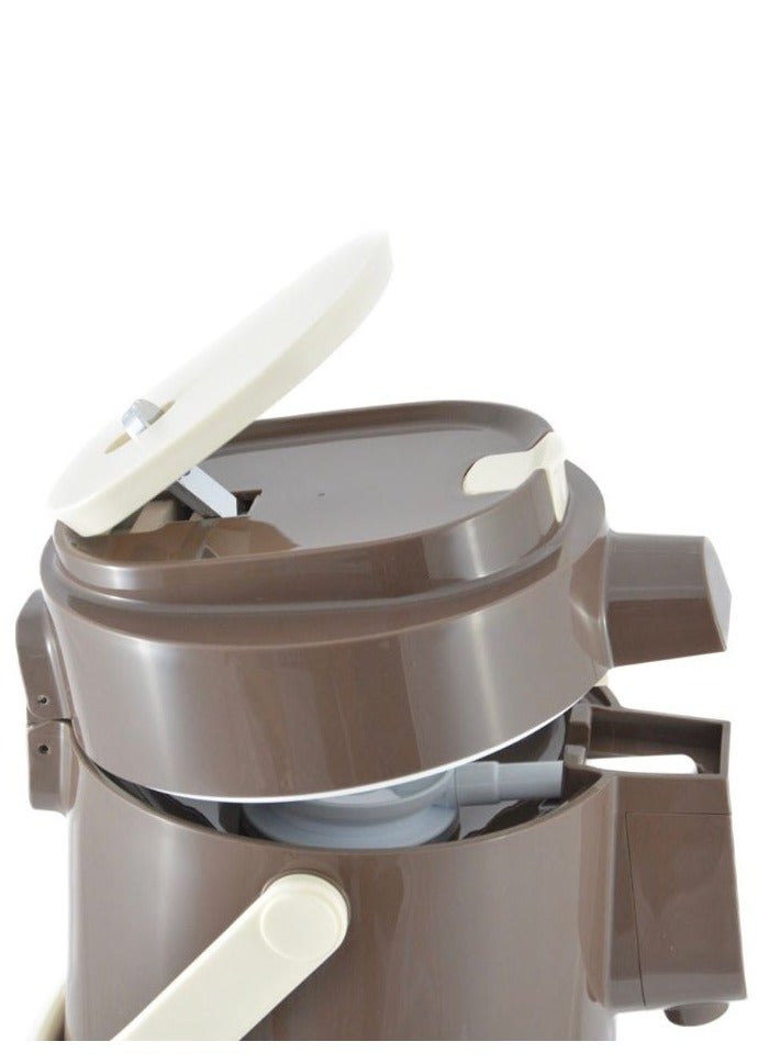 Homemaker Tea & Coffee Vacuum Flask With Pump, Insulated Double Wall Glass, 3 Litre Capacity, Brown - Image 4