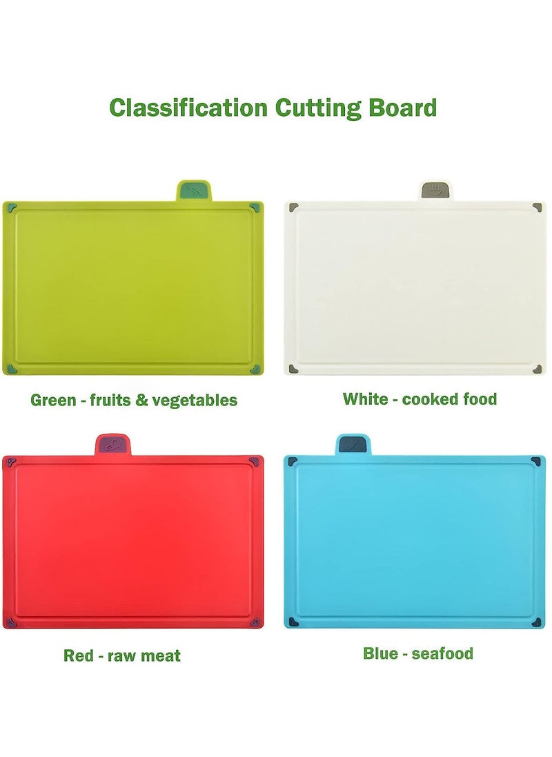 Arabest Cutting Boards, 4pcs Chopping Board Kit with Drainage Holder Stand&Easy Gripped Handle Color Marked Cutting Boards Non-slip Durable Kitchen Food Cutting Mats Set for Meat Fruit Vegetable Fish  - Image 2