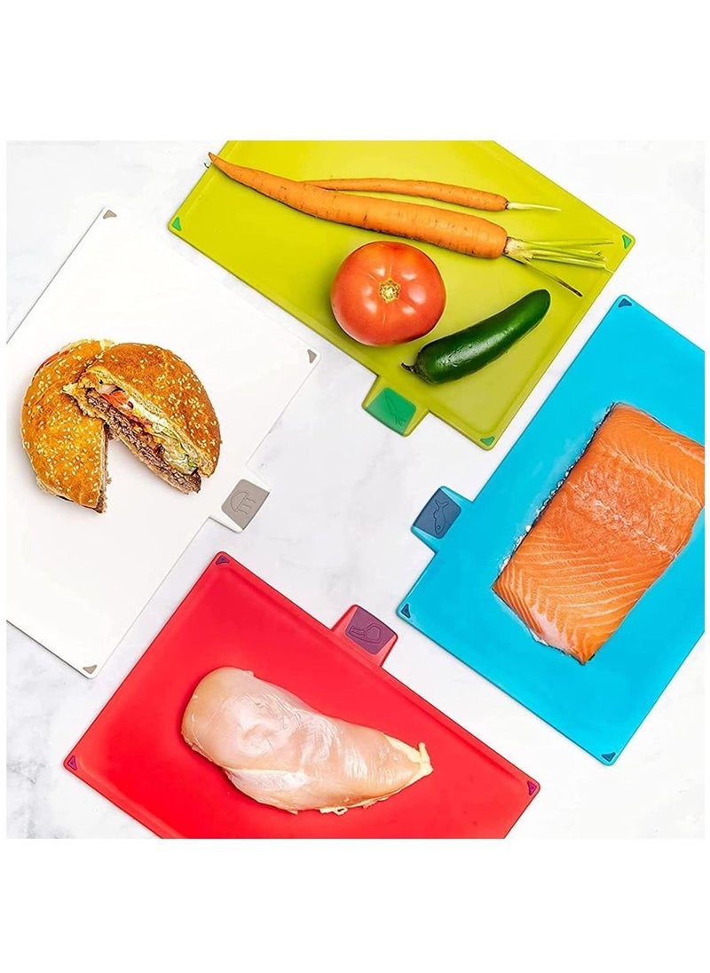 Arabest Cutting Boards, 4pcs Chopping Board Kit with Drainage Holder Stand&Easy Gripped Handle Color Marked Cutting Boards Non-slip Durable Kitchen Food Cutting Mats Set for Meat Fruit Vegetable Fish  - Image 3