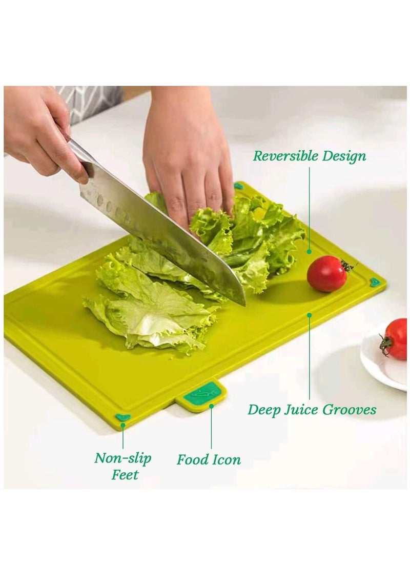 Arabest Cutting Boards, 4pcs Chopping Board Kit with Drainage Holder Stand&Easy Gripped Handle Color Marked Cutting Boards Non-slip Durable Kitchen Food Cutting Mats Set for Meat Fruit Vegetable Fish  - Image 4