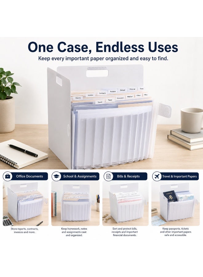 SAKURA Komagoma Accordion File Organiser TF-A4#50, A4, 13 pockets, White, Paper & Plastic, 1 organiser for home paperwork - Image 4