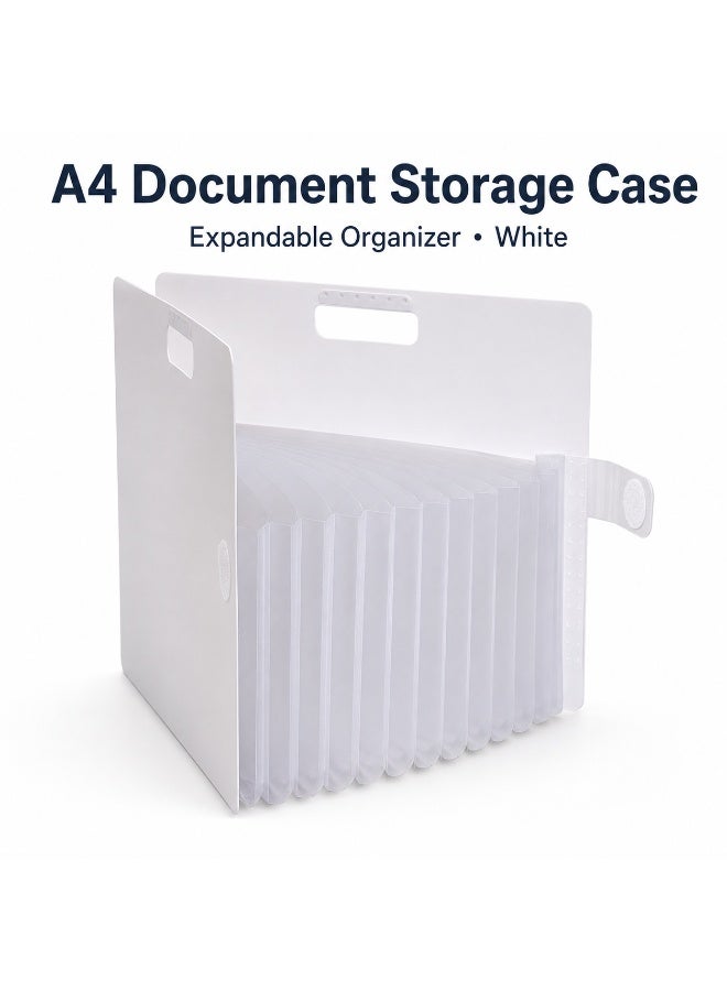 SAKURA Komagoma Accordion File Organiser TF-A4#50, A4, 13 pockets, White, Paper & Plastic, 1 organiser for home paperwork - Image 1