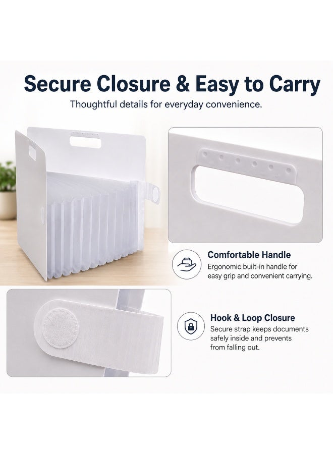 SAKURA Komagoma Accordion File Organiser TF-A4#50, A4, 13 pockets, White, Paper & Plastic, 1 organiser for home paperwork - Image 3