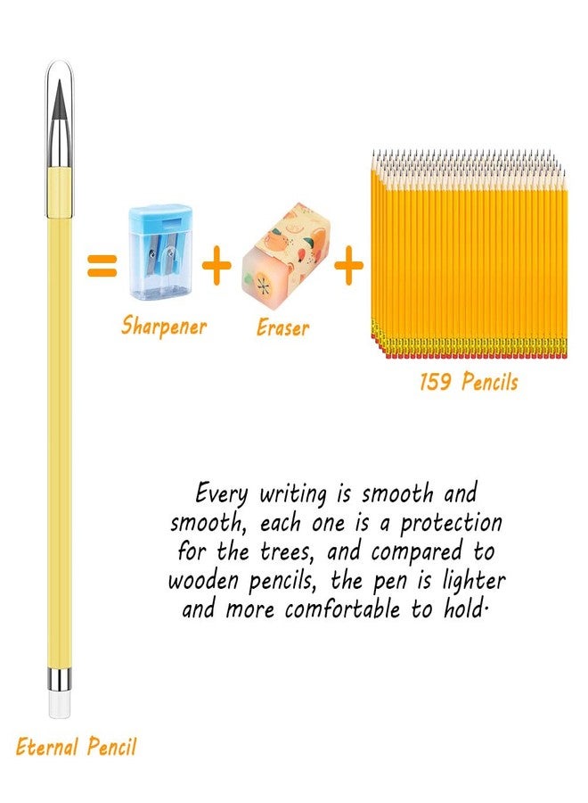 HOTUT Inkless Pencil, 7PCS Forever Infinity Pencils with 7 Eraser Reusable Inkless Everlasting Pencil with 7 Replaceable Nibs for Writing Drawing Students Office School Supplies - Image 2