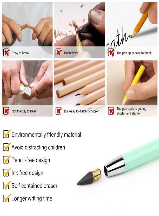 HOTUT Inkless Pencil, 7PCS Forever Infinity Pencils with 7 Eraser Reusable Inkless Everlasting Pencil with 7 Replaceable Nibs for Writing Drawing Students Office School Supplies - Image 5