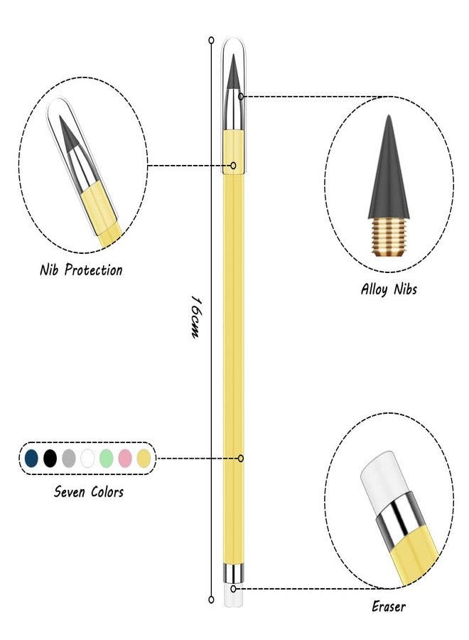 HOTUT Inkless Pencil, 7PCS Forever Infinity Pencils with 7 Eraser Reusable Inkless Everlasting Pencil with 7 Replaceable Nibs for Writing Drawing Students Office School Supplies - Image 3