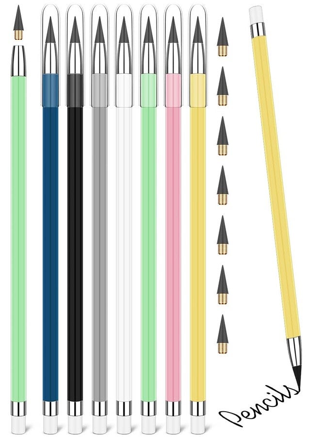 HOTUT Inkless Pencil, 7PCS Forever Infinity Pencils with 7 Eraser Reusable Inkless Everlasting Pencil with 7 Replaceable Nibs for Writing Drawing Students Office School Supplies - Image 1