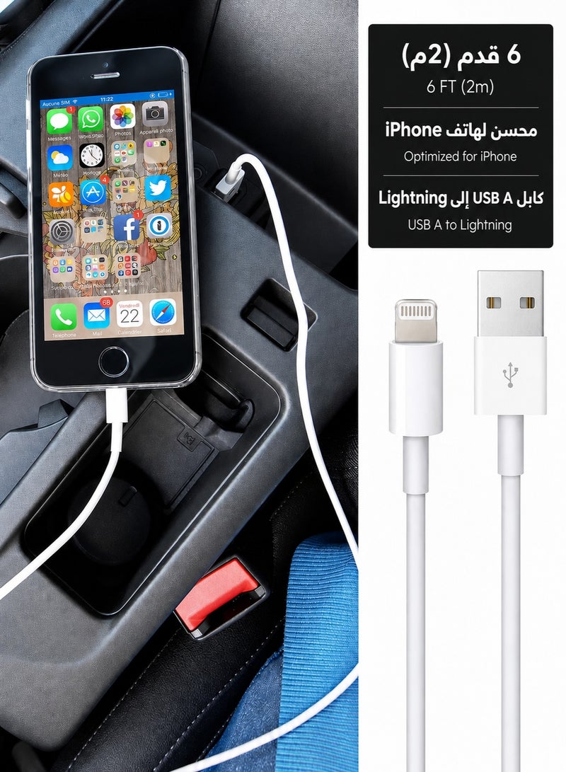 ORYXA iPhone Charger Cable 2M [MFi Certified] Lightning Cable 2.4A Fast Charging Lightning Cord Compatible with iPhone 14/13/12/11 Pro Max, XS, 8, 7 Plus, 6S, iPad Pro - Image 2
