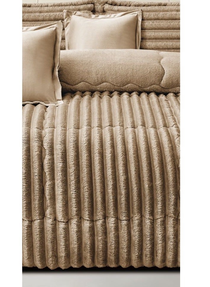 مينجلي طقم لحاف مفرش نفرين شتوي من المخمل الناعم والفرو الفخم مقاس 230*250 سم - Image 3