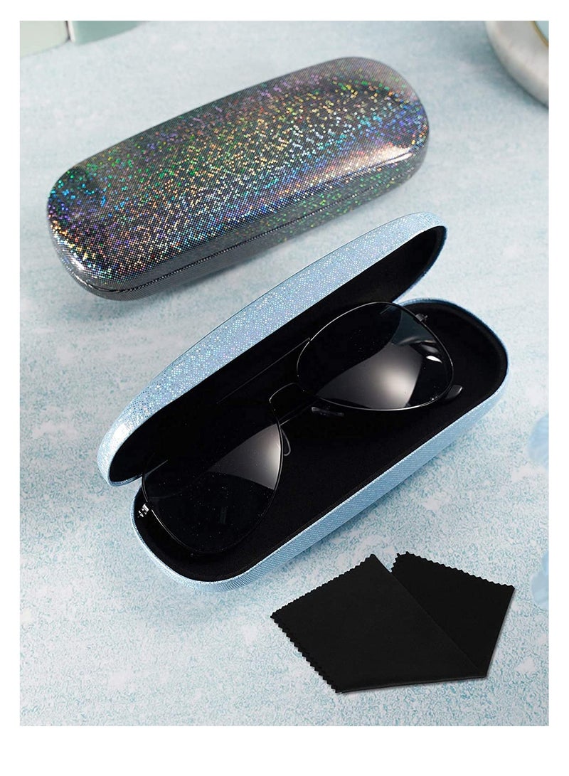 Excefore 3 Pieces Hard Shell Glasses Cases Eyeglasses Sunglasses Case with Eyeglass Cleaning Cloth - Image 5