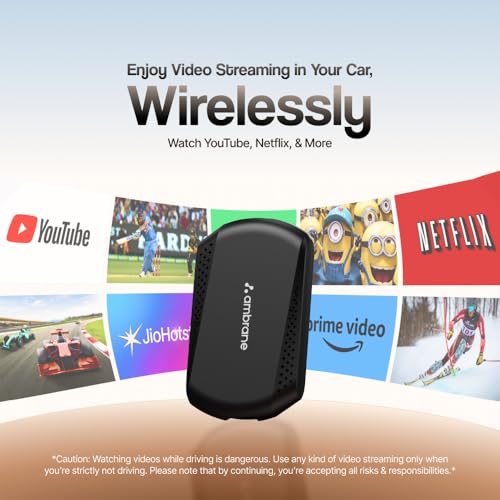 Ambrane 2 in 1 Wireless CarPlay & Android Auto Adapter|Convert Wired to Wire-Less CarPlay/Android-Auto | Plug & Play USB Dongle|Bluetooth 5.4 + Dual-Band Wi-Fi | Works with iPhone & Smartphone, Black - Image 2