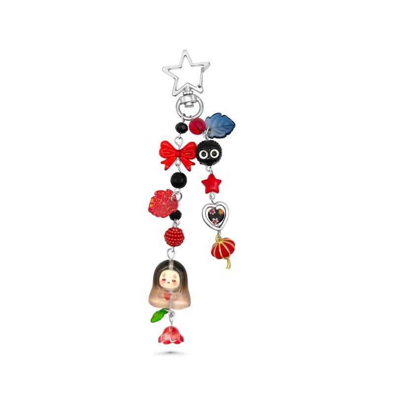 Safe Zone Playpen Keychain, Gifts for Animal & Anime Lovers, Y2K Heart Bow Pendant, Women Girls Kawaii Bag Charm (Anime 2) - Image 1