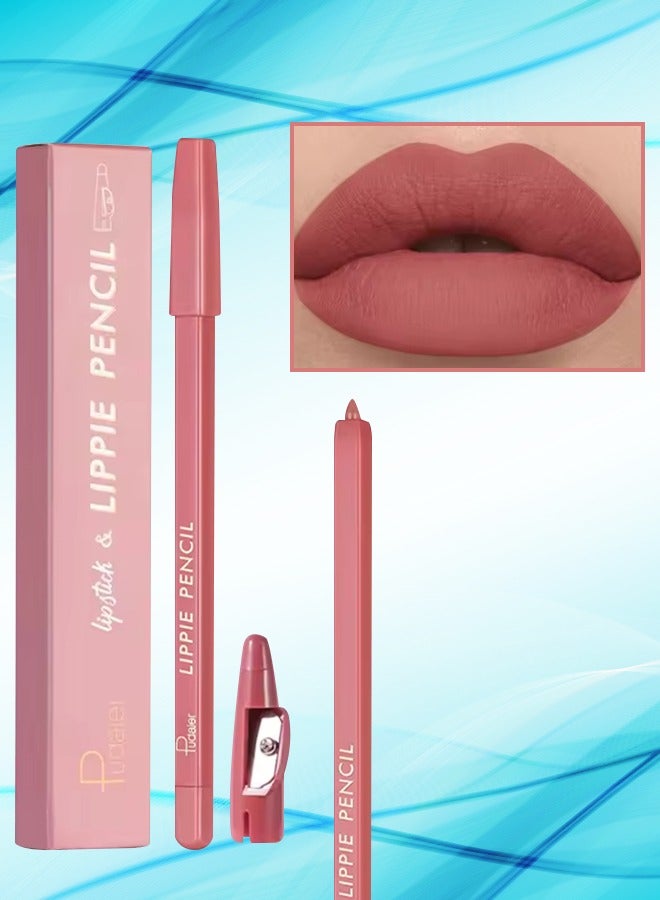 pudaier Lippie Pencil Lipstick with Sharpener Easy to Use Lip Makeup Soft Lipliner Pencil Lip Liner Pencil Matte Waterproof Long Lasting Lipstick Lip Contour Makeup Lip Set Full Color 06 - Image 1