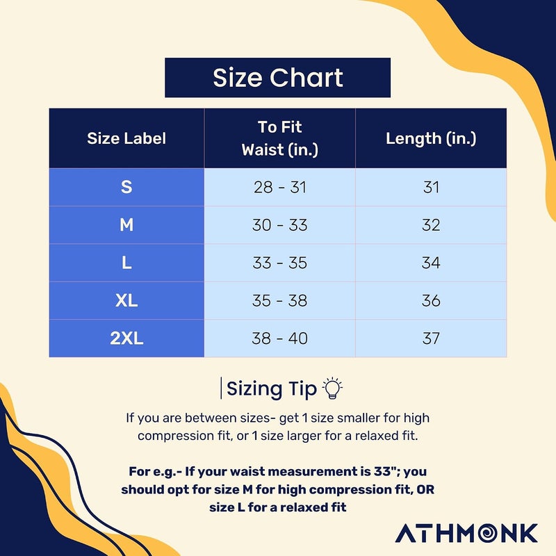 Athmonk Compression Nylon Lycra Lower Leggings Tights Yoga Pants for Men Boys - Workout Gym Exercise Running Cycling Training - Full Leg Sleeves - Cold Weather Sports Inner - Skinny Fit - Image 5
