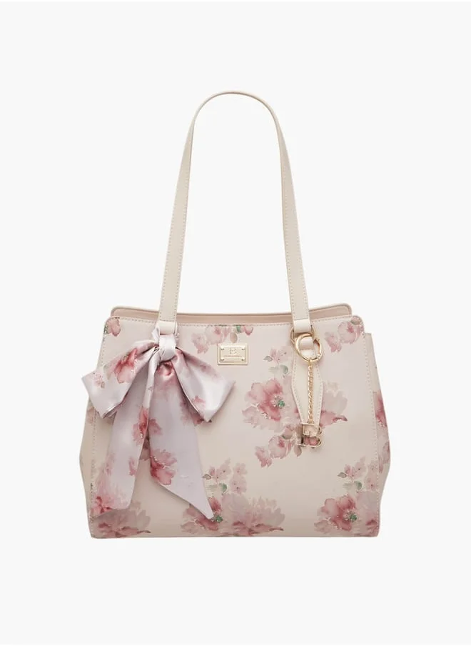 Flora Bella By Shoexpress Women Floral Print Tote Bag with Scarf Detail