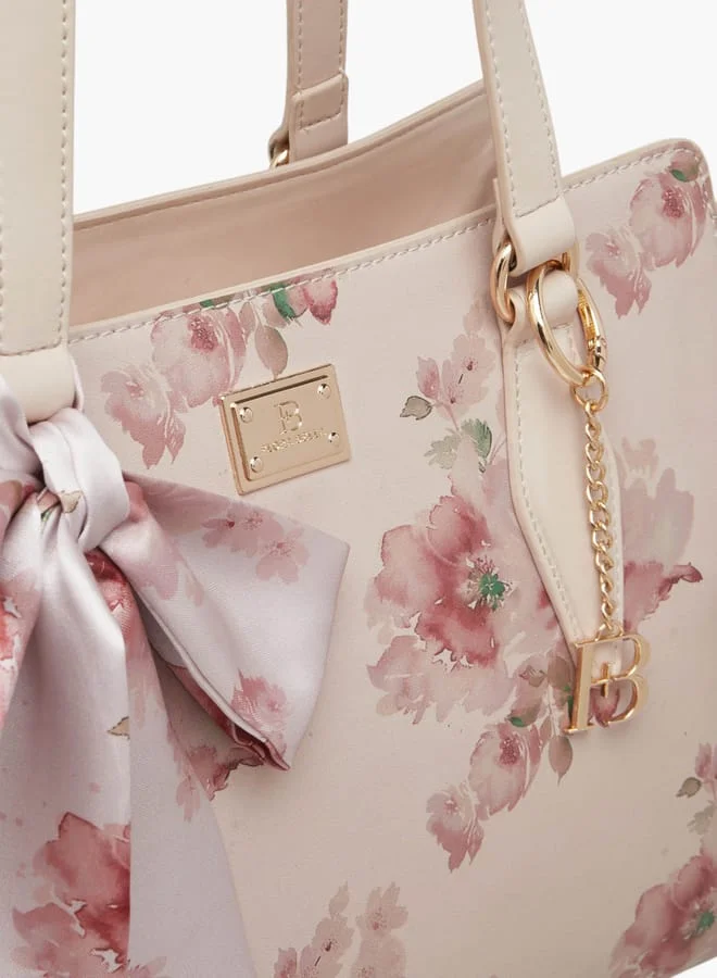 فلورا بيلا من شو إكسبرس Women Floral Print Tote Bag with Scarf Detail