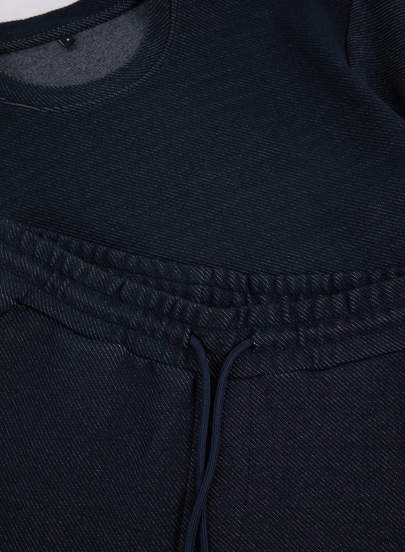 trendyol Navy Blue Off-Shoulder Regular Fit Tok Fabric Tracksuit Set Tmnss26Em00003 - Image 5