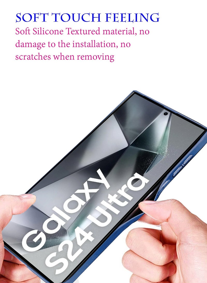 دبليو تيك حافظة بطاقات مصنوعة من السيليكون الناعم ومزودة بمقبض يدوي لهاتف سامسونج جالاكسي S24 الترا 5G 2024 باللون الأزرق الداكن - Image 4