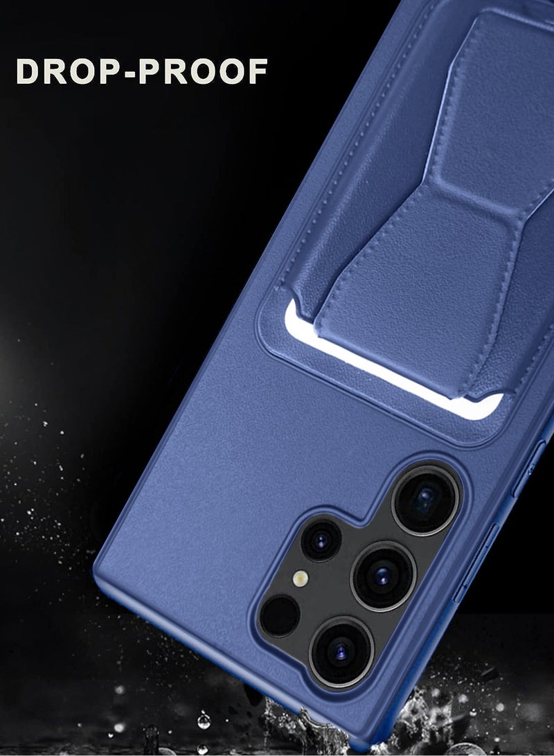 دبليو تيك حافظة بطاقات مصنوعة من السيليكون الناعم ومزودة بمقبض يدوي لهاتف سامسونج جالاكسي S24 الترا 5G 2024 باللون الأزرق الداكن - Image 5