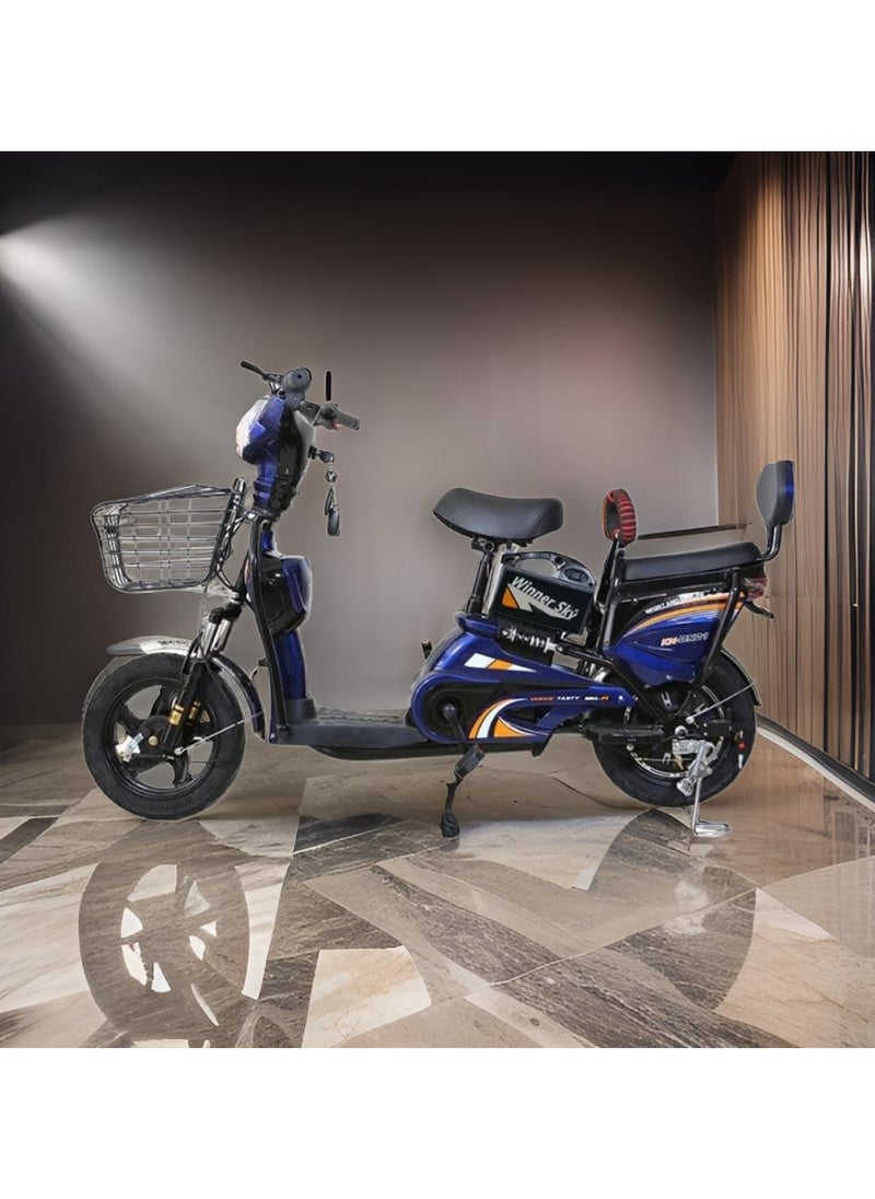 Winner Sky Electrical Bike With Grocery Basket With Strong Battery Blue 14 Size  - Image 2