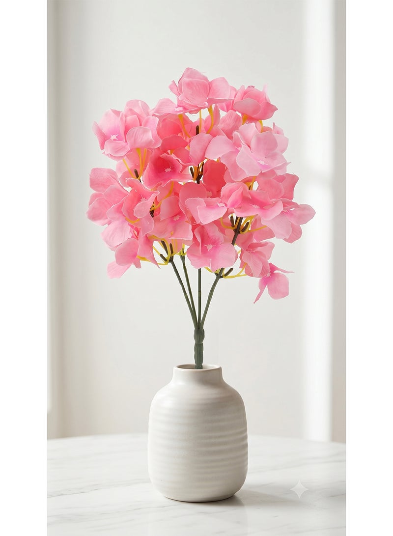 Noon East Wild Hydrangea Flower Bunch Pink 31cm | Ideal for Living Room Decor, Hotel, Party Decoration, Wedding and DIY Décor - Image 1