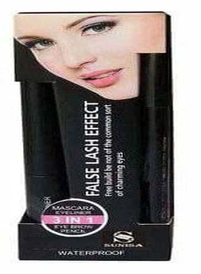 ZemGlam Girl 3 In 1 Waterproof Eye Liner, Eyebrow Pencil & Mascara (3 Items in the set) (Black) - Image 2
