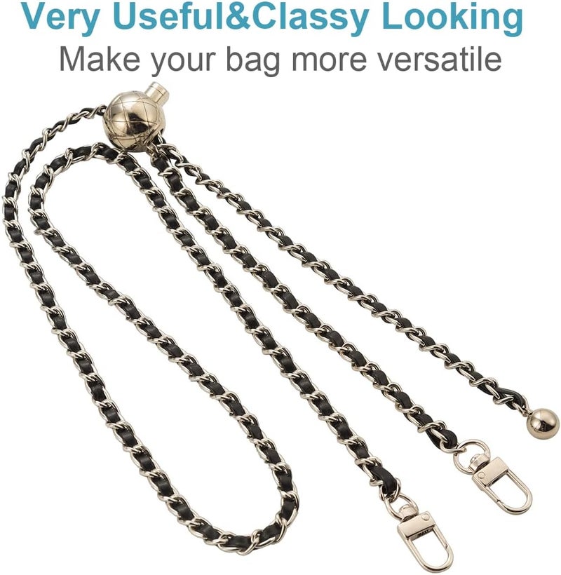 UTreers Purse Chain Strap Crossbody Bag Chains Strap Handbag Chain Replacement Leather Chain Straps 47.2" - Image 2