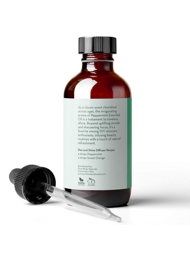 PURE BODY NATURALS Peppermint Essential Oil, 4 Fl Oz - Pure And Undiluted Mentha Piperita Oil, Therapeutic Grade Aromatherapy Oil For Diffuser, Relaxation And Focus  - Image 3