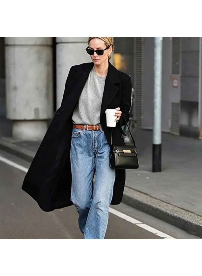 2 Pcs,Womens Belts,Women Gold Buckle Design Skinny Leather Belt,Jeans Belt for Pants in Pin Buckle Belt,Womens Belts for Dress - Image 4