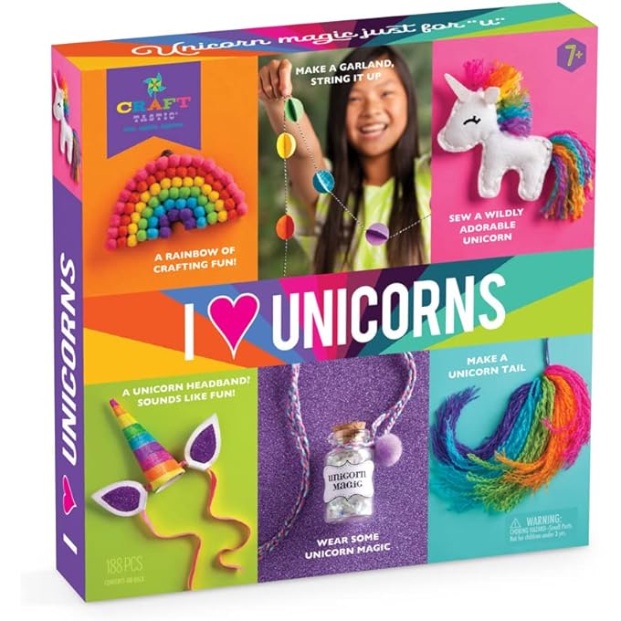 I Love Unicorns - مجموعة أدوات حرفية حائزة على جوائز للأطفال - كل شيء مدرج في 6 مشاريع ممتعة للفنون والحرف اليدوية
