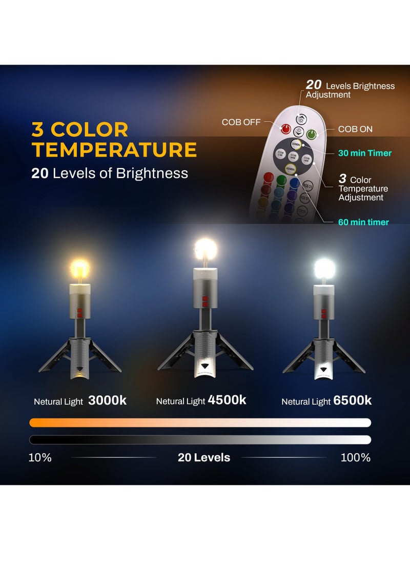 XiuWoo Telescopic Camping Light, 6000mAh Rechargeable Camping Lantern, Remote, IPX4 Waterproof, Rotatable, for Power Outages, Working and Hiking  - Image 4