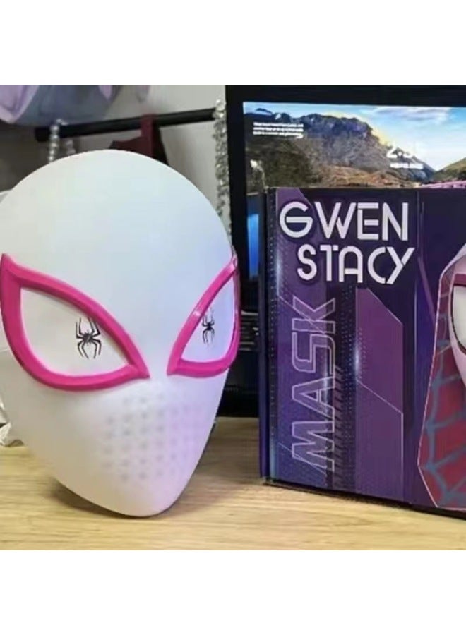Loquat Spiderman Mask  Glowing Eye Movements Hero's Expedition Cosplay Headwear Mask Plastic Funny Toy For Teens-Color:Spider Gwen Headgear-Shiny/Touch E-Commerce Box - Image 1