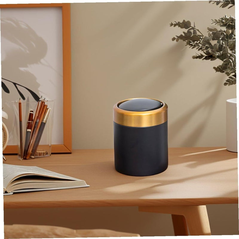 Small Stainless Steel Trash Can With Lid For Bathroom Kitchen Desk Countertop - Image 5