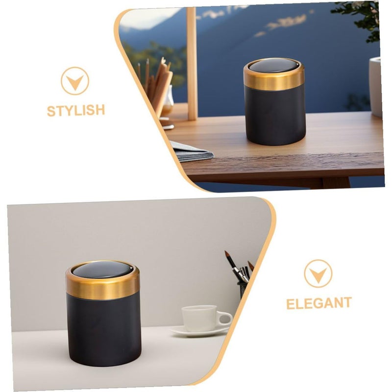 Small Stainless Steel Trash Can With Lid For Bathroom Kitchen Desk Countertop - Image 4