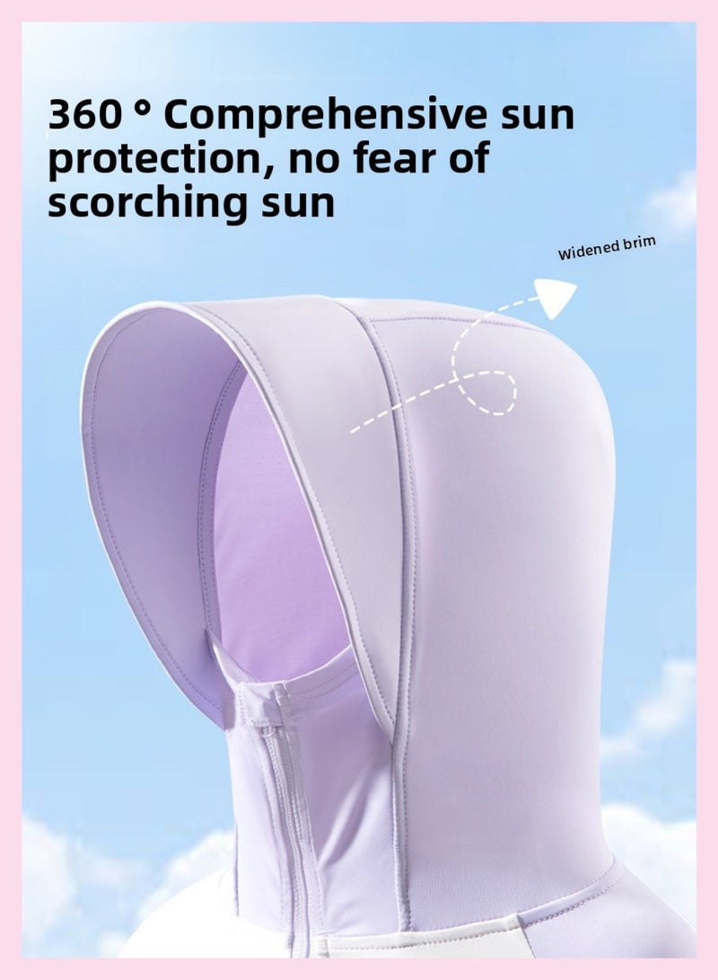 Nour Al-Thahab Small floral children's sun protection clothing, girl's summer ice silk sun protection clothing, outdoor sunshade skin clothing, lightweight coat, UV protection - Can be given as a gift - Image 5