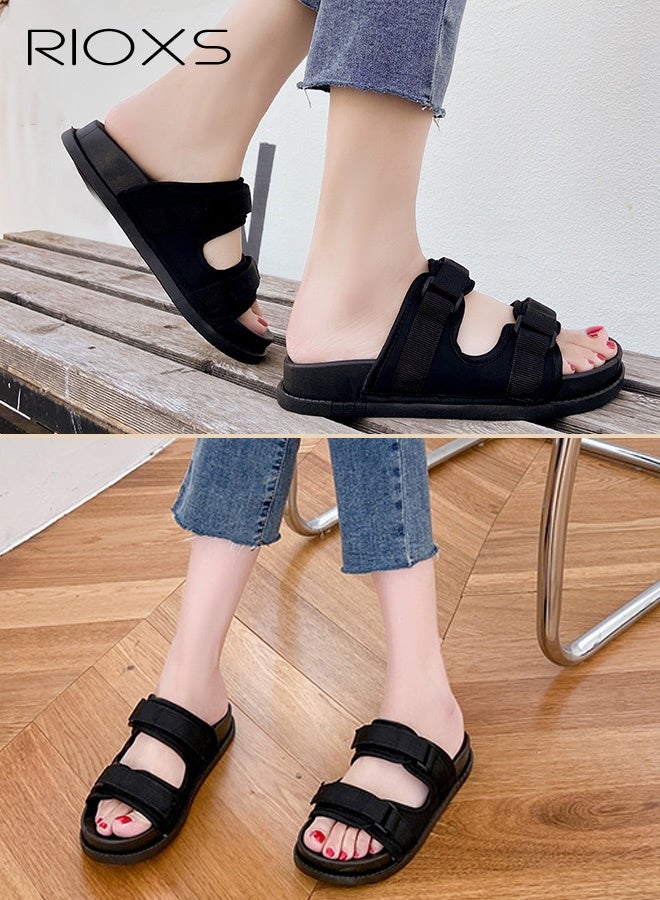 ريوكس الصنادل النسائية، الصنادل الخفيفة الوزن للنساء المريح مع حزام خلفي قابل للتعديل، النعال القابلة للتعديل للنساء، الأزياء المنزلقة غير الرسمية، السيدات الصنادل مع دعم قوس للارتداء في الهواء الطلق - Image 3
