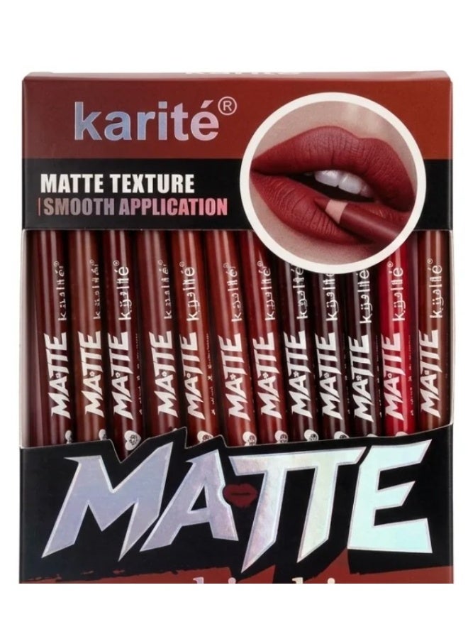 Karite 12 pcs Lip liner pencils 12 Different colors