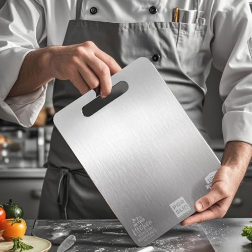 Porslin by Philips Stainless Steel Chopping Board Large, Chopping Board Steel Vegetable Cutting Board Steel for Kitchen Use SS Chopper Board Metal Cutter Board Large Size 36cm X 25cm Premium Rust-free - Image 2