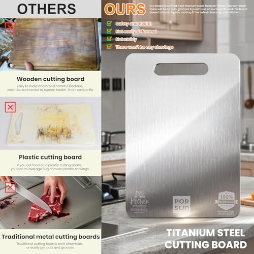 Porslin by Philips Stainless Steel Chopping Board Large, Chopping Board Steel Vegetable Cutting Board Steel for Kitchen Use SS Chopper Board Metal Cutter Board Large Size 36cm X 25cm Premium Rust-free - Image 4