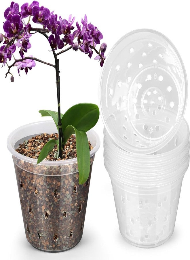 FUIJOL Orchid Pots, 8 Pack 3 4 5 6 7 Inch Orchid Pots with Holes, Clear Plastic Pots Indoor Outdoor, Slotted Orchids Planter (3 Inch) - Image 1