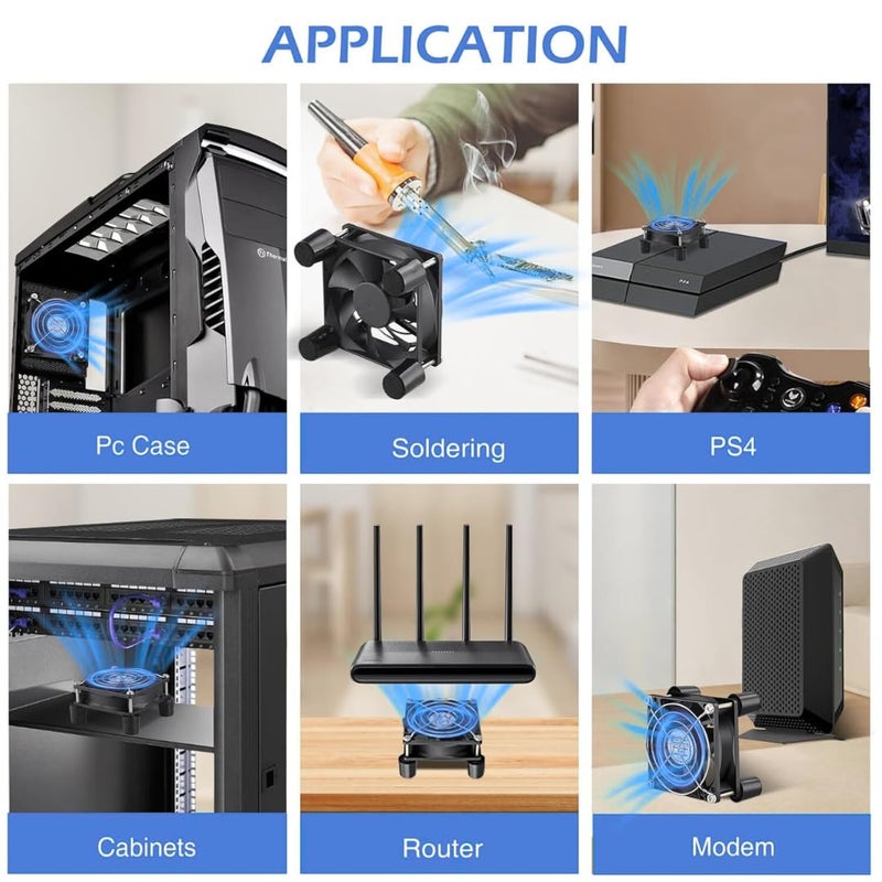 PGSA2Z 80mm Dual Ball Bearing Cooling Fan with Speed Controller, 12V DC Adjustable Quiet Fan for PC Case, Router, Cabinet, Modem, Reptile Tank and Electronics Cooling - Image 5